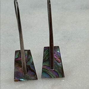 Abalone Shell Drop Earrings - Iridescent Green & Purple